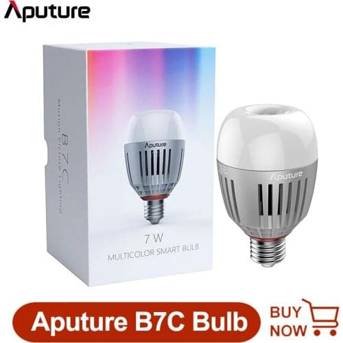In stock! Aputure B7C 7W RGBWW LED Smart Bulb Photography lights 2000K-10000K Adjustable 0-100% Stepless Dimming App Control