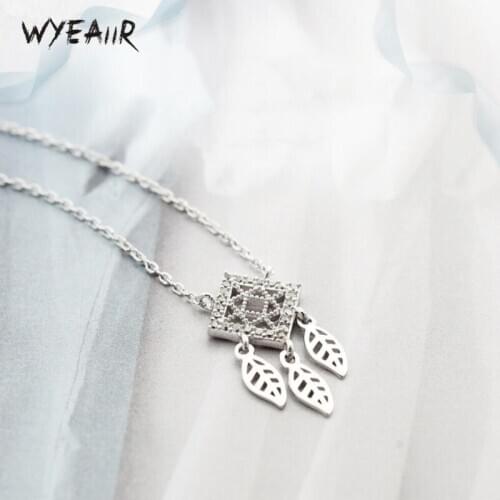 WYEAIIR Simple Literary Dream Catcher Wild Personality Fresh Leaves Fashion 925 Sterling Silver Clavicle Chain Female Necklace