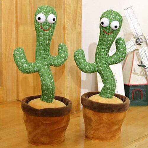 Funny Dancing&Singing Cactus Toy Cute Stuffed Plush Talking Toy Electric Toy with English Songs Early Education Toy for Children
