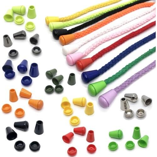 20pcs/lot Colorful Cord Ends Bell Stopper With Lid Lock Plastic Toggle Clip Clothes Bag Sportswear Shoelace Rope Parts