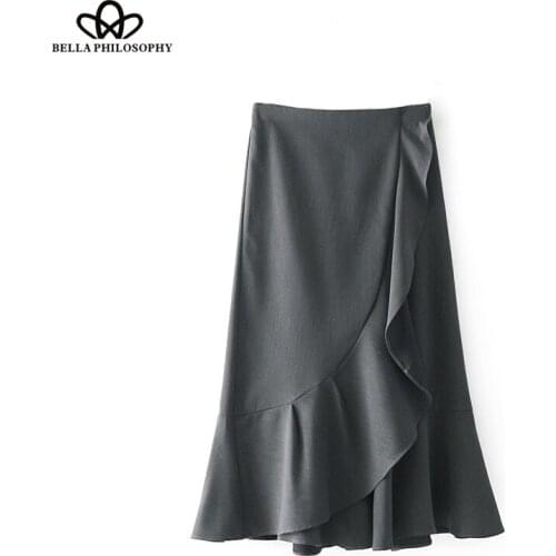 HStar 2020 Winter high waist pants woman casual gray culottes wrap wide leg fashion pants women calf length pants