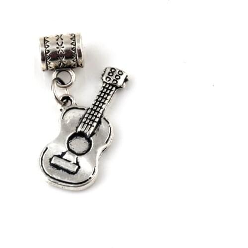 100Pcs Zinc Alloy Acoustic Guitar Music Musical Instrument Charm Pendant Fit European Bead Bracelet 30.5mm x 24mm