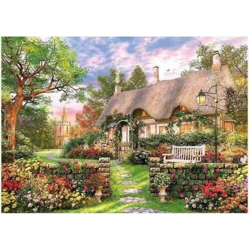 1000 Pieces Adult Cottage Puzzle Educational Assembling Puzzle Games Gifts For Adult Kids Landscape Paper Jigsaw Puzzles Toys
