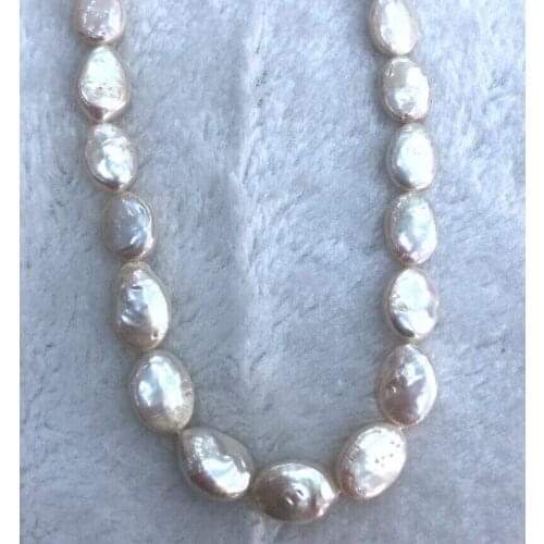 10x13mm Natural Button oval Genuine white Freshwater Pearl Jewelry Making 15"