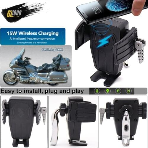 15W Wireless Charger Motorcycle Mobile Phone Bracket Holder Support Stand For Gold Wing Tour DCT Airbag GL1800 F6B 2018-2020