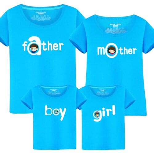 2018 Fashion Dad and Son Matching Clothes Mother and Daughter Clothes T-shirt Cotton Short-sleeved Family Look Family Outfits