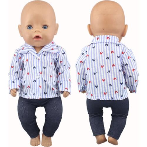 Spring 2021 new denim skirt set Fit For 43cm Baby Re-born Doll 17 Inch Doll Clothes