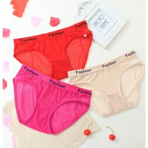 3pcs/lot Women Sexy Panties Cotton Lace Thongs Ultra-thin Mesh Transparent Womens Soft Briefs Panty Underwear Calcinhas