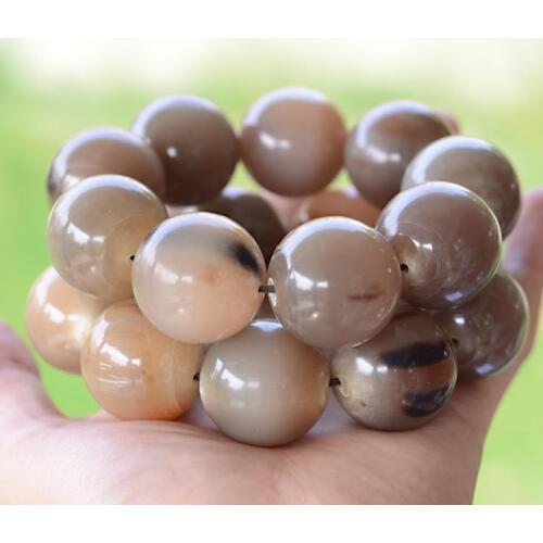 2015 New Arrival Summer Man Healthy Bracelets Natural Tibet Rare Fine Yak Horn Round Beaded Bracelet 30mm Free Ship