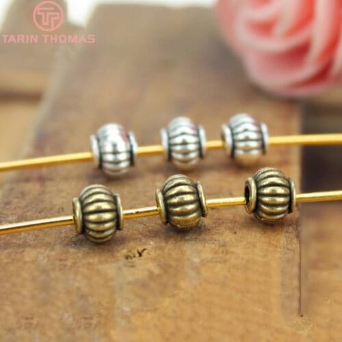 50PCS 5*4MM Antique Silver Plated Alloy Pumpkin Beads Spacer Beads Diy Handmade Jewelry Findings Accessories Wholesale