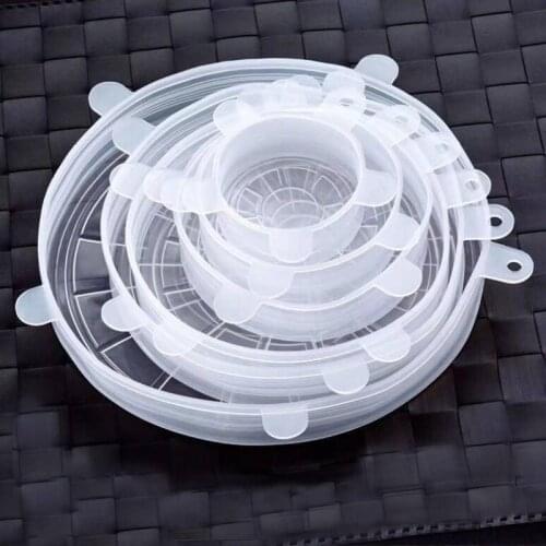 6 Pcs/set of Silicone Food Storage Box Food Sealing Cover Universal Deformation Stretch Box Bowl Universal Protective Film