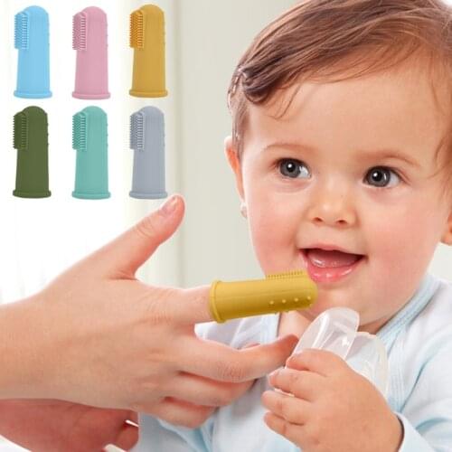 Q81A Kid Oral Cleaning Brush Finger Toothbrush Safe Food Grade Silicone Hygiene Brush Infant Teeth Care Oral Brush