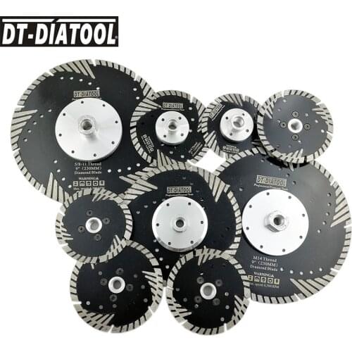 DT-DIATOOL 2pcs Dia 4"-9" Diamond Turbo Saw Blades Cutter Grinding Disc Cutting Disc for Granite Marble Stone Concrete Brick