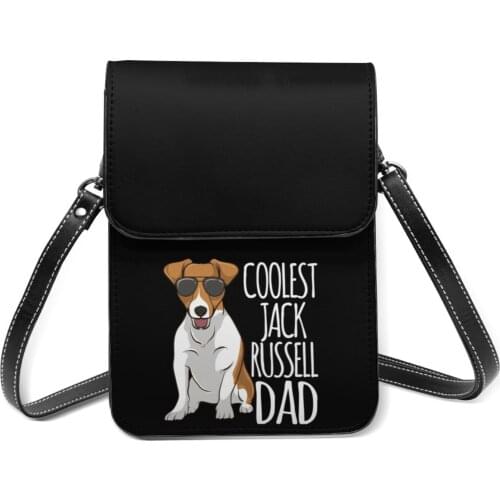 Jack Russell Terrier Shoulder Bag Fashion Vintage Mobile Phone Bag Leather Business Female Bags