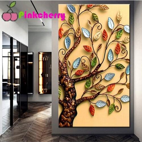 Fortune Tree Four Seasons 5D DIY Diamond Painting cross stitch full square round diamond embroidery mosaic painting decor K630