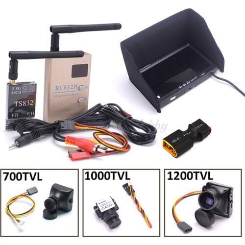 FPV Combo System 5.8Ghz 600mw 48CH TS832 Transmitter RC832H RC832 Receiver 7 inch LCD 1024 x 600 Monitor 700TVL / 1200TVL Camera