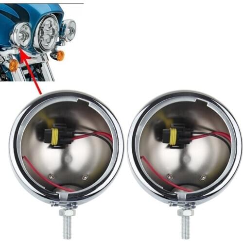 Chrome 4-1/2 Passing Light Mounts 4.5 Inch Motorcycle Light Housing for Touring Electra Glide Honda Yamaha Kawasaki Triumph