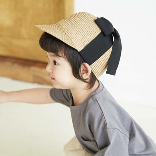 The New Cute Childrens Cap Straw Hat Bowknot Dome Sun Protection Caps Girl Summer Hat Baseball Cap Wide Brim Beach Hat Sun Hats