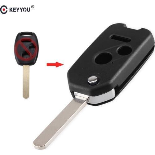 KEYYOU Uncut Blade 2+1 3 Buttons Folding Flip Remote Key Shell Cover For Honda Odyssey Rigeline Accord CRV Civic