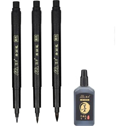 4 PCS/set Hand Lettering Brush Pen Black Ink Calligraphy Pen Markers Art Writing Office School Supplies Stationery