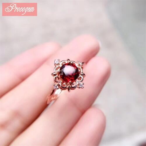 Natural Garnet rings 6X6mm 925 sterling silver ring Antique rings gifts for women Genuine Gemstone fine Jewelry PC181007