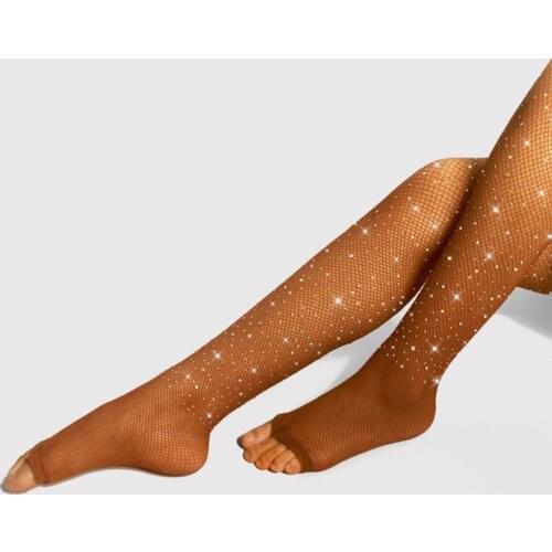 2021 Sexy Woman Fishnet Stockings Glitter Rhinestone Tights Diamond Mesh Nylons Toe Pantyhose Shiny Pantyhoses Flash Lingerie