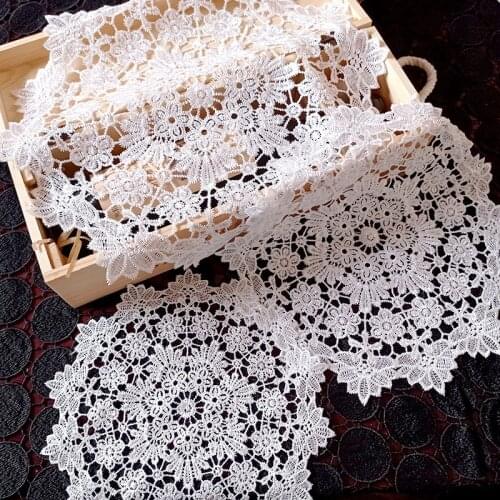1Pcs round lace Water soluble embroidery place table mat cloth pad cup mug Napkin doily coaster New Year Christmas gift
