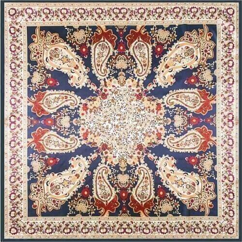 Square Hijab Scarf Women Fashion Cashew Flower Print Soft Satin Silk Scarves Head Handkerchief Wholesale Shawl Wrap 90x90CM