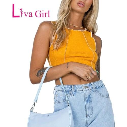 LIVA GIRL Woman Contrast Stitching Cropped Slim Vest Top 2021 Summer Casual O-Neck Tank Female Sleeveless Nightclub Clothes S-XL