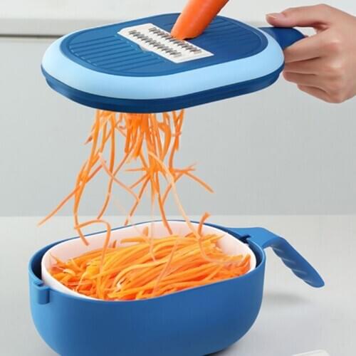 Multifunctional Vegetable Cutter Potato Slices Radish Grater With Rotatable Drain Basket For Home Vegetable Pot Kitchen Tools