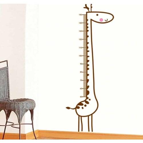Cartoon Giraffe Height Measure Wall Sticker backdrop For Kids Rooms Height Chart Ruler Home Decoration Decals Wall Art Stickers