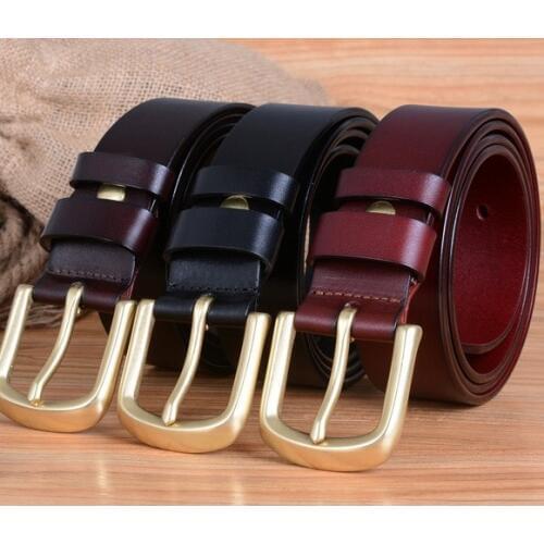 Solid brass buckle for mens belts luxury womens full grain 100% genuine leather designer belt men high quality 2020 cowgirl red