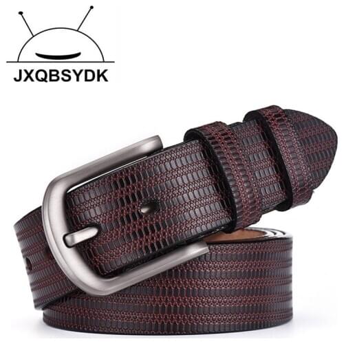 JXQBSYDK Luxury Brand Belts Crocodile Pattern Designer Men Pin Buckle High Quality Genuine Leather Belts for Male Belts 2020