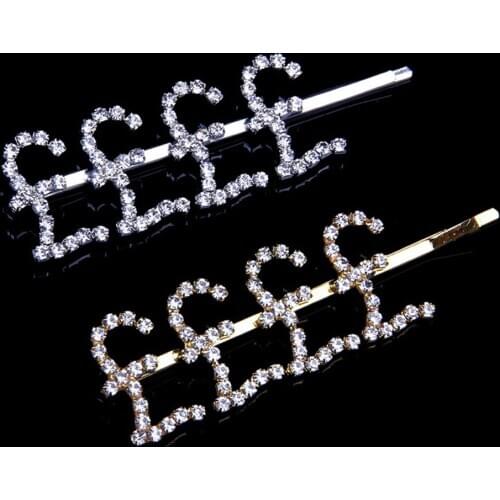 New Hairpins Crystal Shiny Rhinestones Word Letters Hair Clips Women Styling Tool Hairgrip Diamond Hair Accessories Clips Clamp