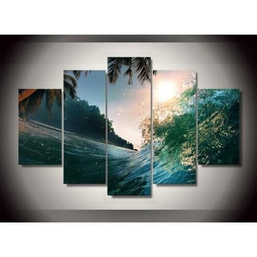 New Tropic Seascape 5 Piece canvas art HD Paintings Wall Art Decoration for home Canvas Oil Painting For Living Room\C-558
