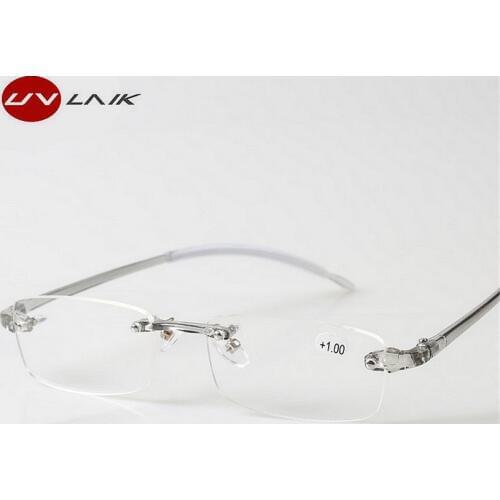 UVLAIK TR90 Reading Glasses Rimless Men Women Ultra-light Frameless Reading Glasses Spectacles Glasses 1.5 2.0 2.5 3.0 3.5 4.0