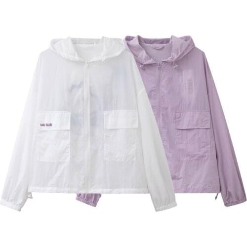 Teens Clothing 2021 Air-conditioning Wear Soft Thin Summer Jacket For Big Girl White And Purple Color Teenager Coat