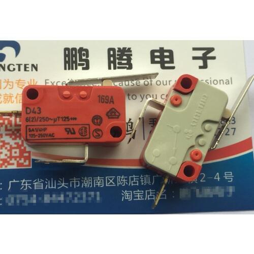 Original new 100% D43H micro switch reset limit travel switch straight handle 2pin 6A250V