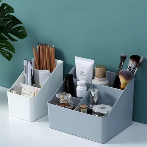 Plastic Desktop Sundries Storage Makeup Organizer Cosmetic Makeup Brush Storage Case Home Office Bathroom Storage Box