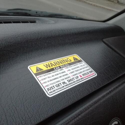 Car Safety Warning Rules Decal PVC Sticker For VW Audi Honda BMW Toyota Ford Dashboard Seat Trunk Windshield Armrest Body Window