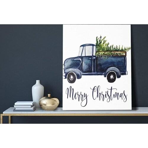 Christmas Tree Car Poster Prints Canvas Paintings Wall Art Pictures For Bedroom Living Room Home Decor