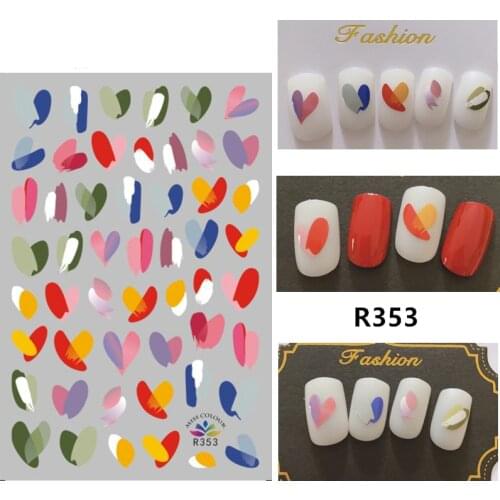 Self-adhesive 3D Stickers for Nails Color Graffiti Love Heart Nail Art Decorations Small Size Fashion Stickers Women Nail Foil
