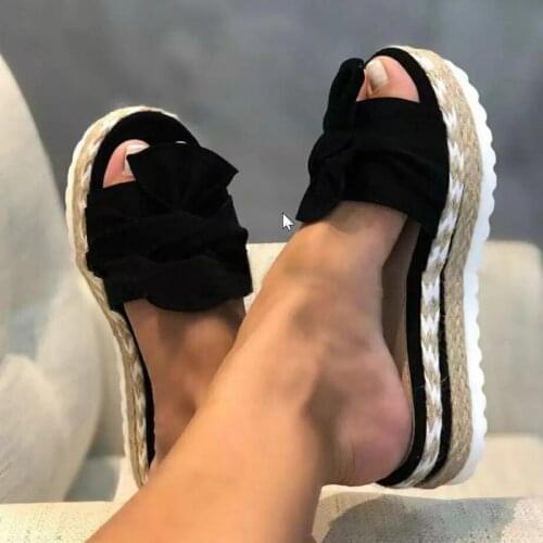 Women Sandals Platform Sandals Shoes Women Bow 2021 Summer Sandals Slipper Outdoor Flip-flops Beach Shoes Woman Slippers WSH3843