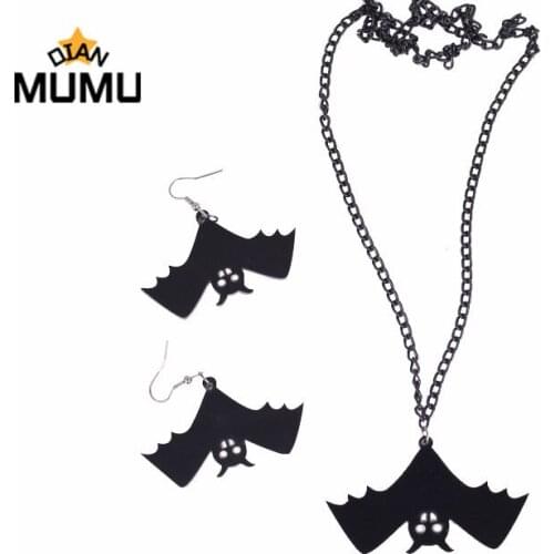 Bat Wing Earrings Necklace Jerelry sets Black Bat Earrings Halloween Earrings Vampire Bat Earrings Gothic Earrings Jewelry Gift