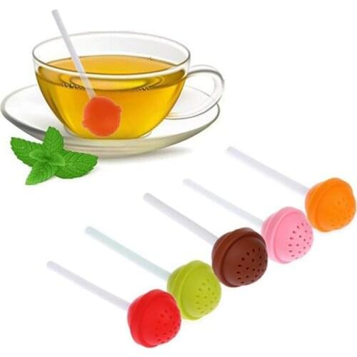 1pc Lollipop Shape Tea Infuser Reusable Silicone Tea Ball Leaf Tea Strainer For Brewing Device Herbal Spice Filter Kitchen Tools