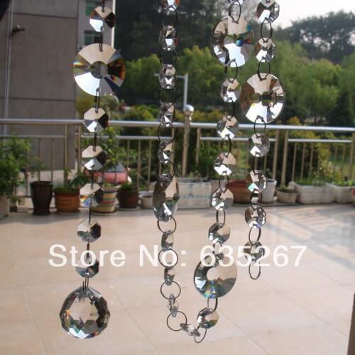 5meters/Lot Crystal Glass 14mm Octagon Bead Strand Garland Beads Chain For Wedding Christmas Party Event Decoration