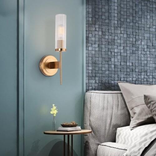 LED American Iron Glass Gold LED Lamp LED Light Wall lamp Wall Light Wall Sconce For Bedroom Corridor