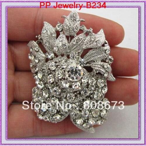 Top Quality Large Vintage Rhinestone Crystal Rose Brooch Pins Wedding Bouquet Lot wholesale