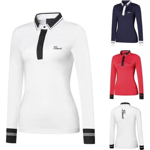 Golf Women Long Sleeve Autumn and Winter Lapel Quick Dry Slim Casual Breathable T-shirt Golf Top