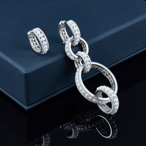 SLJELY Luxury Brand 925 Sterling Silver Asymmetric Intertwined Multi Hoop Earrings with Natural Pearls Zircon Women Fine Jewelry